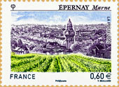Epernay dans la Marne, capitale du champagne et sa rgion recouverte de vignes.