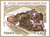 La Poste clbre le 11 mai 2012 un timbre  0,60 pour le centenaire dune des grandes reines du rail, la locomotive Pacific 231 K8.
