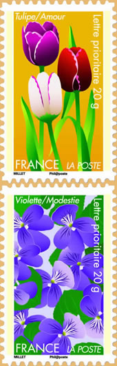 la tulipe exprime l'amour et la violette, la modestie.