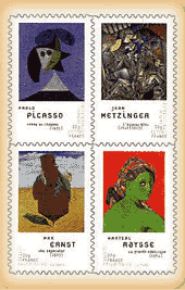 Les peintures et peintres du XXe sicle pour illustrer le passage de l'art moderne  l'art contemporain. Valeur faciale: 7,20