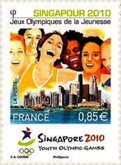 Emissions 18 juin 2010 - JO Singapour, valeur faciale: 0.85€